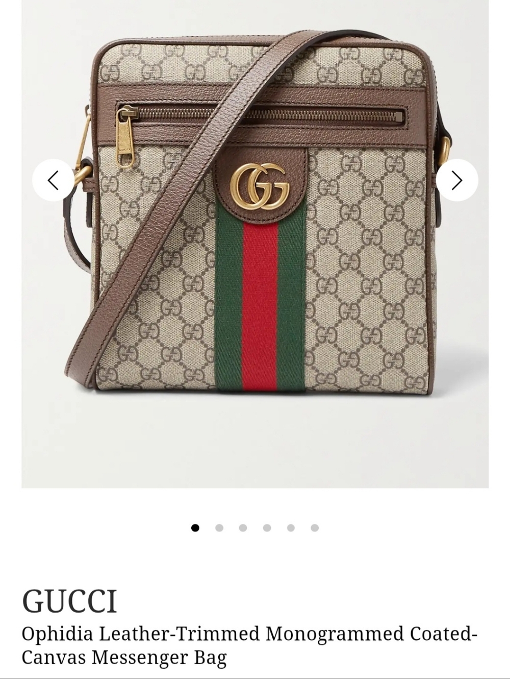 Gucci Ophidia Leather-Trimmed Monogrammed Coated-Canvas Messenger Bag